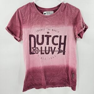 Dutch bros coffee tshirt tee small tie dye red luv womens